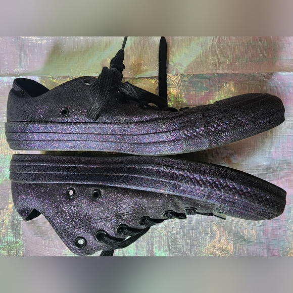 10W 8M [Converse] Purple Black Glitter Sparkle Lowtop Sneakers -Worn 2x - Picture 4 of 15